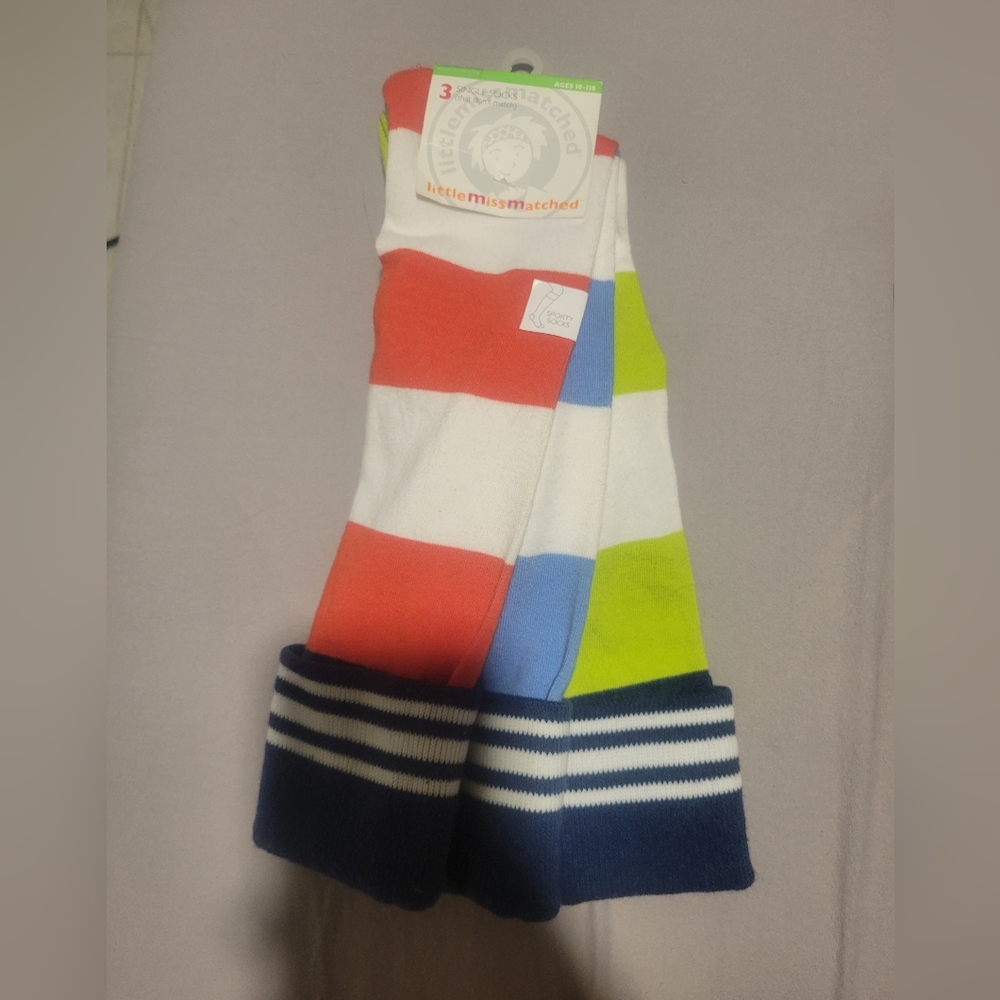 Little Miss Matched, 3 Single Socks (that don't match) KNEE HIGH  womans. NWT